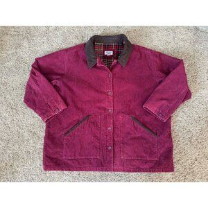 KATHY IRELAND Vintage Jacket Red Corduroy Hunting Field Barn Chore Coat 3X READ